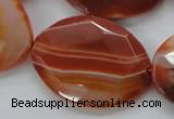 CAA304 15.5 inches 28*40mm faceted oval red line agate beads