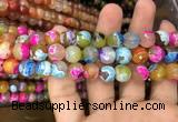 CAA3054 15 inches 10mm faceted round fire crackle agate beads wholesale