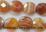 CAA306 15.5 inches 18mm faceted coin red line agate beads