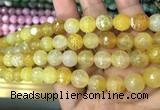 CAA3067 15 inches 10mm faceted round fire crackle agate beads wholesale