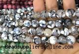 CAA3071 15 inches 10mm faceted round fire crackle agate beads wholesale