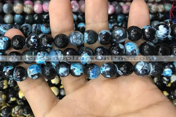 CAA3088 15 inches 10mm faceted round fire crackle agate beads wholesale