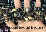 CAA3089 15 inches 10mm faceted round fire crackle agate beads wholesale