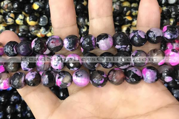 CAA3090 15 inches 10mm faceted round fire crackle agate beads wholesale