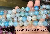 CAA3131 15 inches 12mm faceted round fire crackle agate beads wholesale