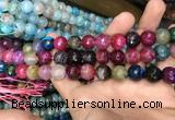 CAA3135 15 inches 12mm faceted round fire crackle agate beads wholesale