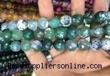 CAA3155 15 inches 12mm faceted round fire crackle agate beads wholesale