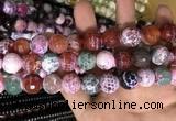 CAA3187 15 inches 14mm faceted round fire crackle agate beads wholesale