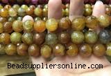 CAA3196 15 inches 14mm faceted round fire crackle agate beads wholesale