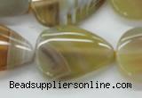 CAA320 15.5 inches 22*32mm flat teardrop yellow line agate beads