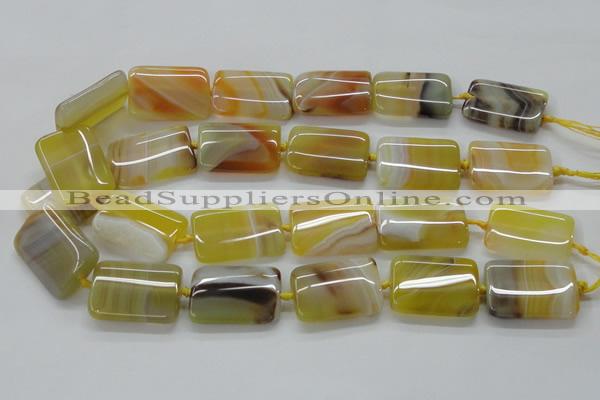 CAA322 15.5 inches 22*32mm rectangle yellow line agate beads