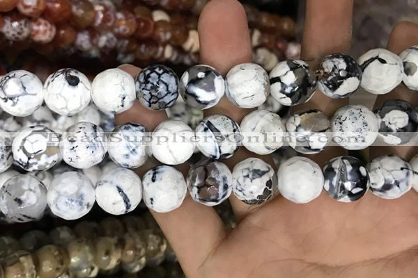 CAA3231 15 inches 16mm faceted round fire crackle agate beads wholesale