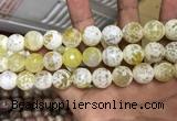 CAA3236 15 inches 16mm faceted round fire crackle agate beads wholesale