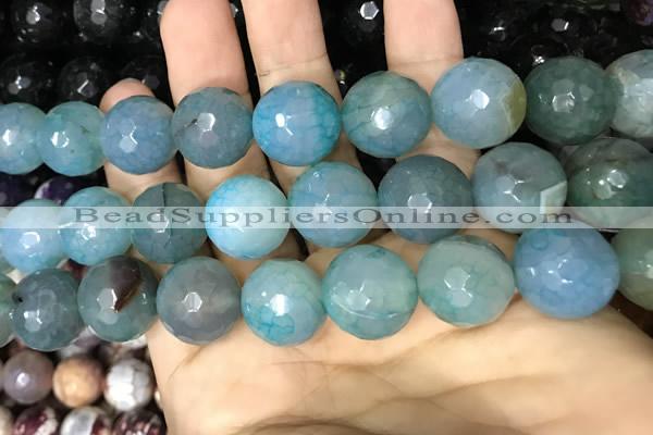 CAA3237 15 inches 16mm faceted round fire crackle agate beads wholesale