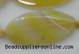 CAA325 15.5 inches 25*50mm faceted marquise yellow line agate beads