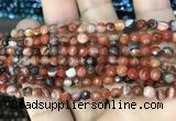 CAA3253 15 inches 4mm faceted round line agate beads wholesale