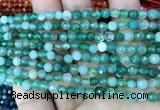 CAA3255 15 inches 4mm faceted round line agate beads wholesale