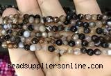 CAA3256 15 inches 4mm faceted round line agate beads wholesale