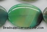 CAA329 15.5 inches 30*40mm oval green line agate beads