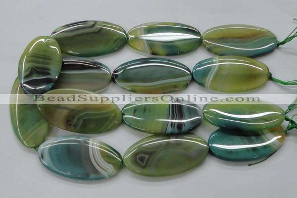 CAA330 15.5 inches 30*40mm oval green line agate beads