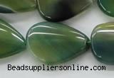 CAA331 15.5 inches 22*28mm flat teardrop green line agate beads