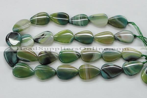 CAA331 15.5 inches 22*28mm flat teardrop green line agate beads