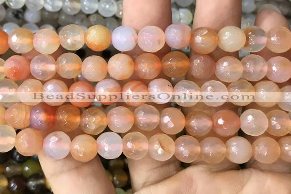 CAA3344 15 inches 8mm faceted round agate beads wholesale