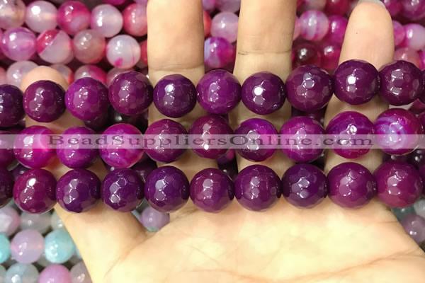 CAA3401 15 inches 12mm faceted round agate beads wholesale