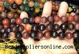 CAA3410 15 inches 12mm faceted round agate beads wholesale