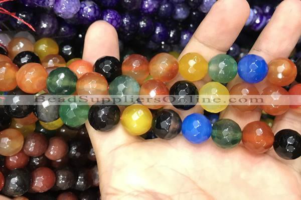 CAA3413 15 inches 12mm faceted round agate beads wholesale