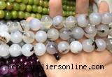 CAA3420 15 inches 14mm faceted round agate beads wholesale