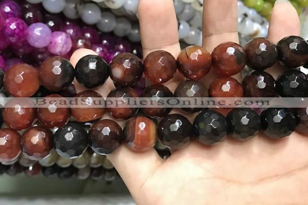 CAA3428 15 inches 14mm faceted round agate beads wholesale