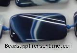 CAA345 15.5 inches 20*45mm twisted rectangle blue line agate beads