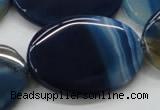 CAA346 15.5 inches 30*40mm oval blue line agate gemstone beads