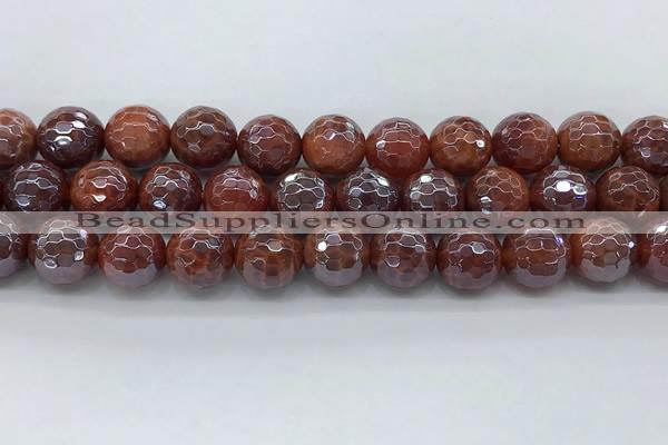 CAA3513 15.5 inches 14mm faceted round AB-color fire agate beads