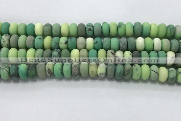 CAA3524 15.5 inches 6*10mm rondelle matte grass agate beads wholesale