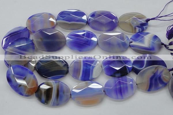 CAA359 15.5 inches 30*40mm faceted oval violet line agate beads