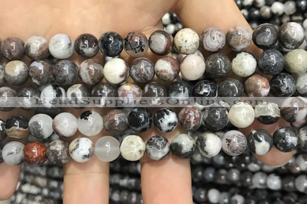 CAA3593 15.5 inches 8mm round black zebra agate beads wholesale