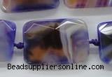 CAA362 15.5 inches 25*30mm faceted rectangle violet line agate beads