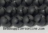 CAA3655 15.5 inches 6mm round matte & carved black agate beads