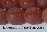 CAA3689 15.5 inches 12mm round matte & carved red agate beads