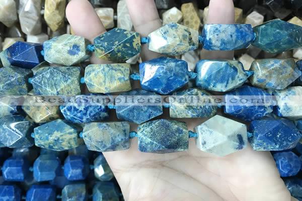 CAA3713 15*22mm - 16*25mm faceted nuggets chrysanthemum agate beads