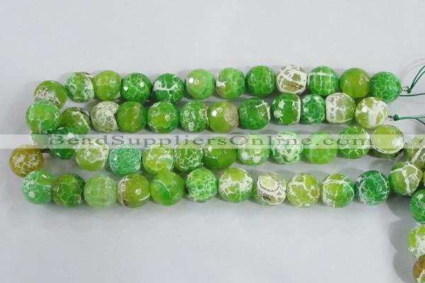 CAA372 15.5 inches 12mm faceted round fire crackle agate beads