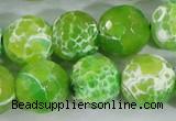 CAA374 15.5 inches 16mm faceted round fire crackle agate beads