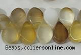 CAA3751 Top drilled 5*8mm flat teardrop line agate beads