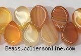 CAA3757 Top drilled 5*8mm flat teardrop line agate beads