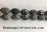 CAA3799 15*25mm - 18*28mm faceted rice dragon veins agate beads