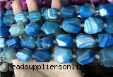 CAA3827 13*17mm - 18*22mm faceted nuggets line agate beads