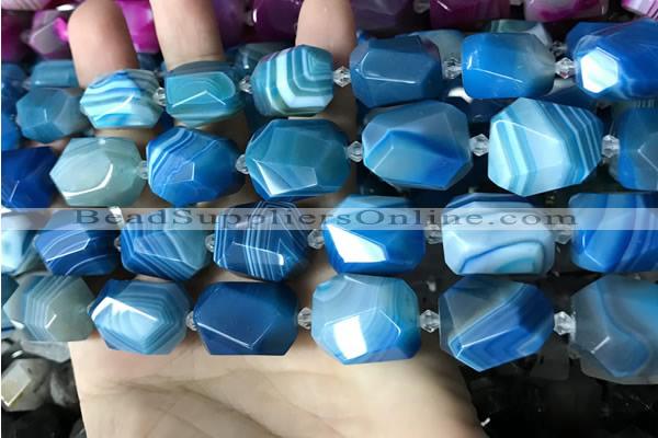 CAA3827 13*17mm - 18*22mm faceted nuggets line agate beads