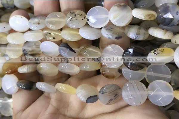 CAA3831 15.5 inches 12mm faceted coin montana agate beads